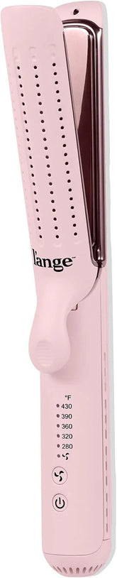 L'ANGE HAIR Le Duo Edge 360° Airflow Titanium Styler Blush | 2-in-1 Flat Iron Straightener & Curling Iron | 1” Wide Titanium Plates with Rounded Corners & Softly Beveled Edges (Blush)