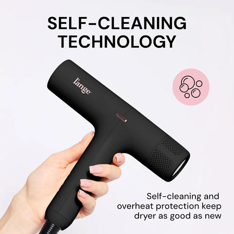 L'ANGE HAIR HauteAir Digital Professional Hair Dryer | LED Display for Precision Heat Control | Fast-Dry Brushless Motor with Cool Shot | Negative Ion Technology | Lightweight & Self-Cleaning (Black)
