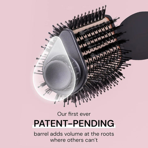L'ANGE HAIR Le Volume Elevé 65MM 2-in-1 Titanium Brush Dryer | Dry and Style | Unique Teardrop Shape Barrel | 3 Heat Settings | 360° Vented Airflow | Ionic Technology for Frizz-Free Styling (Black)