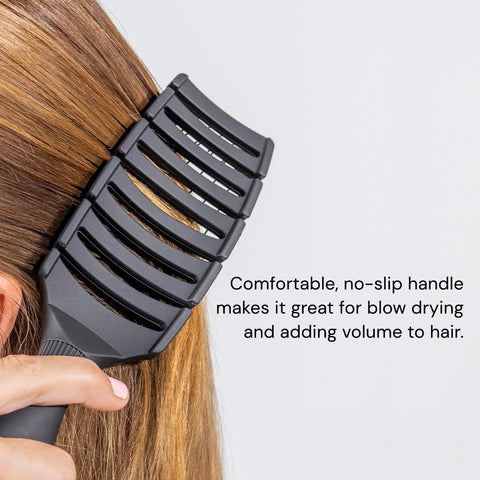 L'ANGE HAIR Siena Curved Vented Hair Brush | Detangling Brush with Nylon Bristles | Best for Tangles and Knots | Ideal for Men and Women | Flexible Design for Airflow (Black)