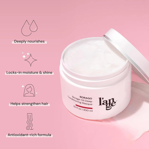 L'ANGE HAIR Borago Deep Conditioning Hair Mask for Damaged Hair | Moisturizing Deep Conditioner Mask | Borage Oil & Keratin Hair Treatment | Soft, Shiny & Frizz-Free | Sulfate & Paraben Free | 10 oz