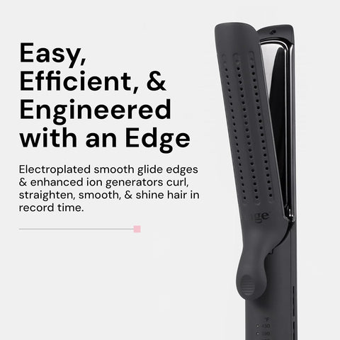 L'ANGE HAIR Le Duo Edge 360° Airflow Titanium Styler Blush | 2-in-1 Flat Iron Straightener & Curling Iron | 1” Wide Titanium Plates with Rounded Corners & Softly Beveled Edges (Black)