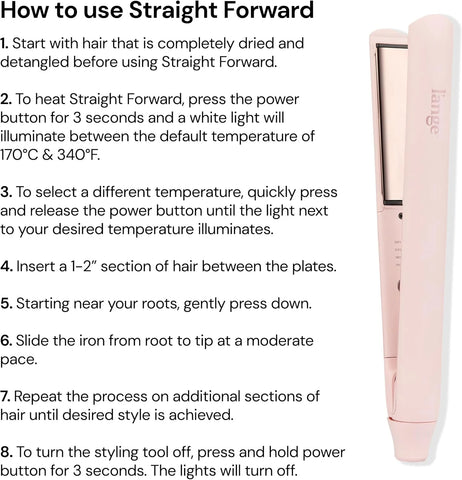 L’Ange Hair Straight Forward Titanium Flat Iron | Professional 2-in-1 Hair Styling Iron | 1" Snag-Free Hair Straightener | Fast Heat-Up, Adjustable Temperature, Auto Shut-Off, Dual Voltage, Blush