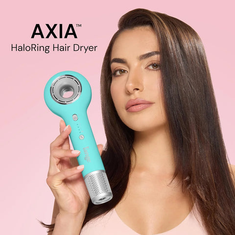 L’Ange Hair Axia HaloRing Ionic Hair Dryer | High Speed Professional Blow Dryer for Smooth, Frizz-Free Styles | Lightweight Brushless Motor with Concentrator & Wall Mount | 4 Heat Settings | Blue