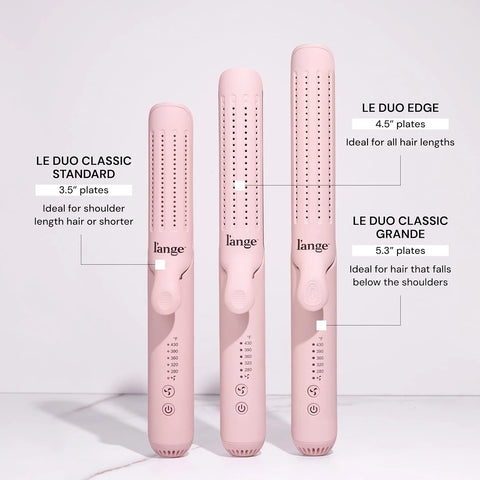 L'ANGE HAIR Le Duo Edge 360° Airflow Titanium Styler Blush | 2-in-1 Flat Iron Straightener & Curling Iron | 1” Wide Titanium Plates with Rounded Corners & Softly Beveled Edges (Blush)