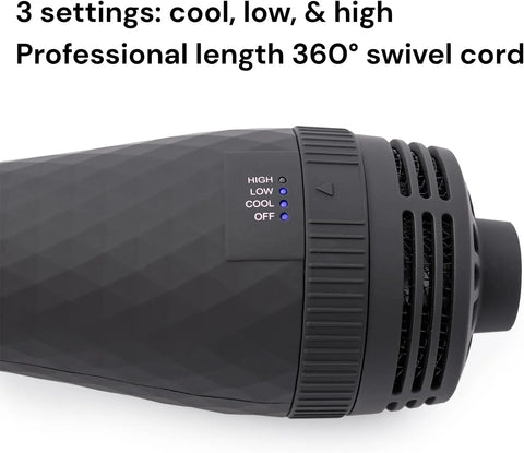 L'ANGE HAIR Le Volume 2-in-1 Titanium Blow Dryer Brush | Frizz Control Blowout Hair Dryer Brush For Drying And Straightening | Volumizing Hot Air Styler For All Hairstyles | Oval Barrel | Black - 60mm