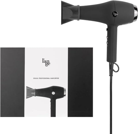 L’Ange Hair Soleil Professional Hair Dryer | Fast Drying Ionic Blow Dryer for Frizz-Free Results | 3 Heat Settings with Cool Shot Feature | Lightweight Hairdryer with Concentrator 1875W | Black
