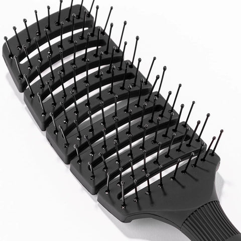 L'ANGE HAIR Siena Curved Vented Hair Brush | Detangling Brush with Nylon Bristles | Best for Tangles and Knots | Ideal for Men and Women | Flexible Design for Airflow (Black)