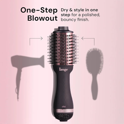 L'ANGE HAIR Le Volume 2-in-1 Titanium Blow Dryer Brush | Frizz Control Blowout Hair Dryer Brush For Drying And Straightening | Volumizing Hot Air Styler For All Hairstyles | Oval Barrel | Black - 75mm
