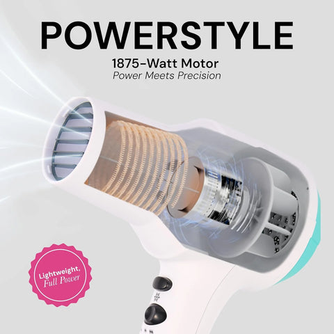 L'ANGE HAIR PowerStyle Turbo Ionic Hair Dryer | 1875 Watt Professional Blow Dryer with Diffuser & Concentrator | Multiple Heat & Speed Settings for Fast Drying | Salon-Grade Styling Tools, White