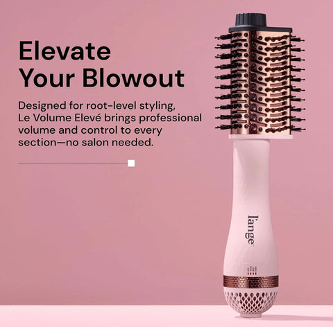L'ANGE Hair Le Volume Elevé 65MM 2-in-1 Titanium Brush Dryer | Dry and Style | Unique Teardrop Shape Barrel | 3 Heat Settings | 360° Vented Airflow | Ionic Technology for Frizz-Free Styling (Blush)