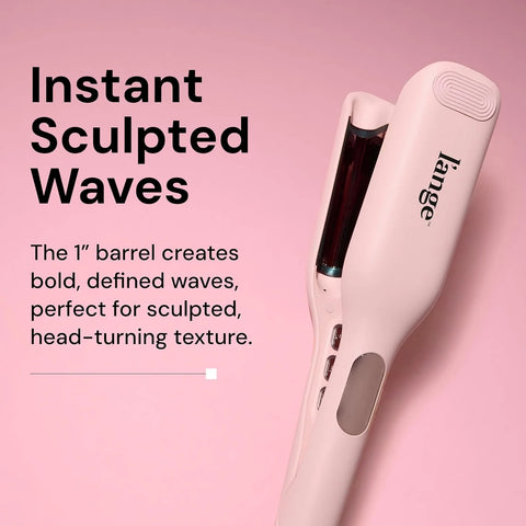 L'ANGE HAIR SculptWaver Titanium Deep Wave | Hair Crimper for Effortless Beach Waves | 3 Barrel Hair Waver with Adjustable Heat | Dual Voltage & Smart Timer | Styling Tools & Appliances, Blush - Small