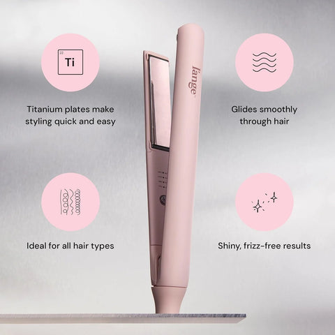 L’Ange Hair Straight Forward Titanium Flat Iron | Professional 2-in-1 Hair Styling Iron | 1" Snag-Free Hair Straightener | Fast Heat-Up, Adjustable Temperature, Auto Shut-Off, Dual Voltage, Blush