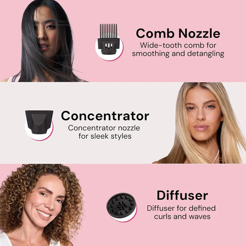L'ANGE HAIR PowerStyle Turbo Ionic Hair Dryer | 1875 Watt Professional Blow Dryer with Diffuser & Concentrator | Multiple Heat & Speed Settings for Fast Drying | Salon-Grade Styling Tools, Black