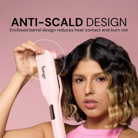 L'ANGE HAIR SculptWaver Titanium Deep Wave | Hair Crimper for Effortless Beach Waves | 3 Barrel Hair Waver with Adjustable Heat | Dual Voltage & Smart Timer | Styling Tools & Appliances, Blush - Large