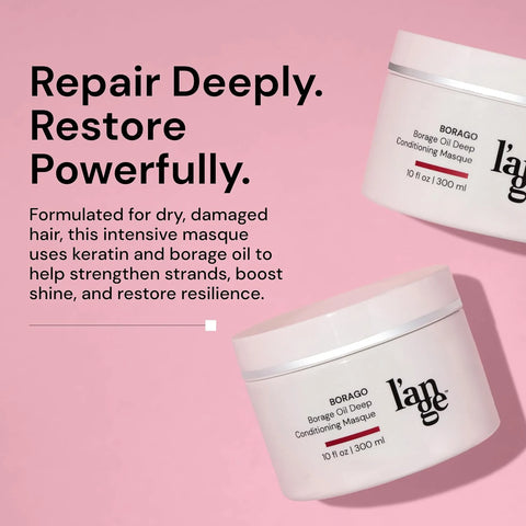 L'ANGE HAIR Borago Deep Conditioning Hair Mask for Damaged Hair | Moisturizing Deep Conditioner Mask | Borage Oil & Keratin Hair Treatment | Soft, Shiny & Frizz-Free | Sulfate & Paraben Free | 10 oz