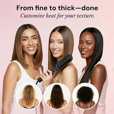 L'ANGE HAIR Smooth It 2-in-1 Hair Straightener Brush with Digital Temperature Dial Up to 450°F | Frizz Control Straightening Comb | Quick Styling Hot Brush for All Hair Types | Auto Shut-Off | Black