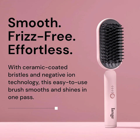 L'ANGE HAIR Mane Pass Straightening Hot Brush | Hair Straightening Brush with Ceramic Bristles & Negative Ion Technology | Adjustable Temp | Auto Shut-Off & Dual Voltage | (Blush)