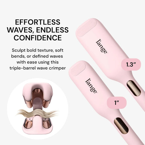 L'ANGE HAIR SculptWaver Titanium Deep Wave | Hair Crimper for Effortless Beach Waves | 3 Barrel Hair Waver with Adjustable Heat | Dual Voltage & Smart Timer | Styling Tools & Appliances, Blush - Small