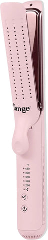 L'ANGE HAIR Le Duo Edge 360° Airflow Titanium Styler Blush | 2-in-1 Flat Iron Straightener & Curling Iron | 1” Wide Titanium Plates with Rounded Corners & Softly Beveled Edges (Blush)