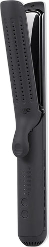 L'ANGE HAIR Le Duo Edge 360° Airflow Titanium Styler Blush | 2-in-1 Flat Iron Straightener & Curling Iron | 1” Wide Titanium Plates with Rounded Corners & Softly Beveled Edges (Black)