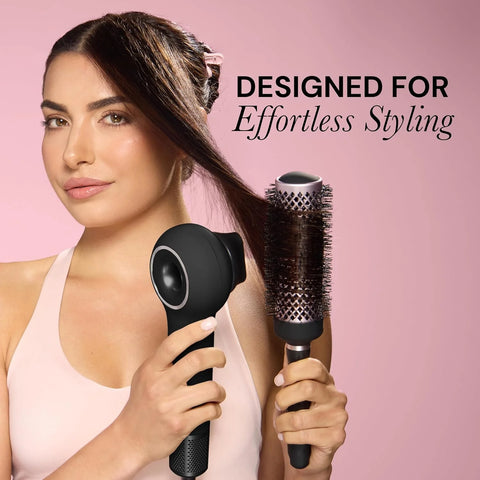 L’Ange Hair Axia HaloRing Ionic Hair Dryer | High Speed Professional Blow Dryer for Smooth, Frizz-Free Styles | Lightweight Brushless Motor with Concentrator & Wall Mount | 4 Heat Settings | Black
