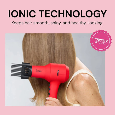 L'ANGE HAIR PowerStyle Turbo Ionic Hair Dryer | 1875 Watt Professional Blow Dryer with Diffuser & Concentrator | Multiple Heat & Speed Settings for Fast Drying | Salon-Grade Styling Tools, Red