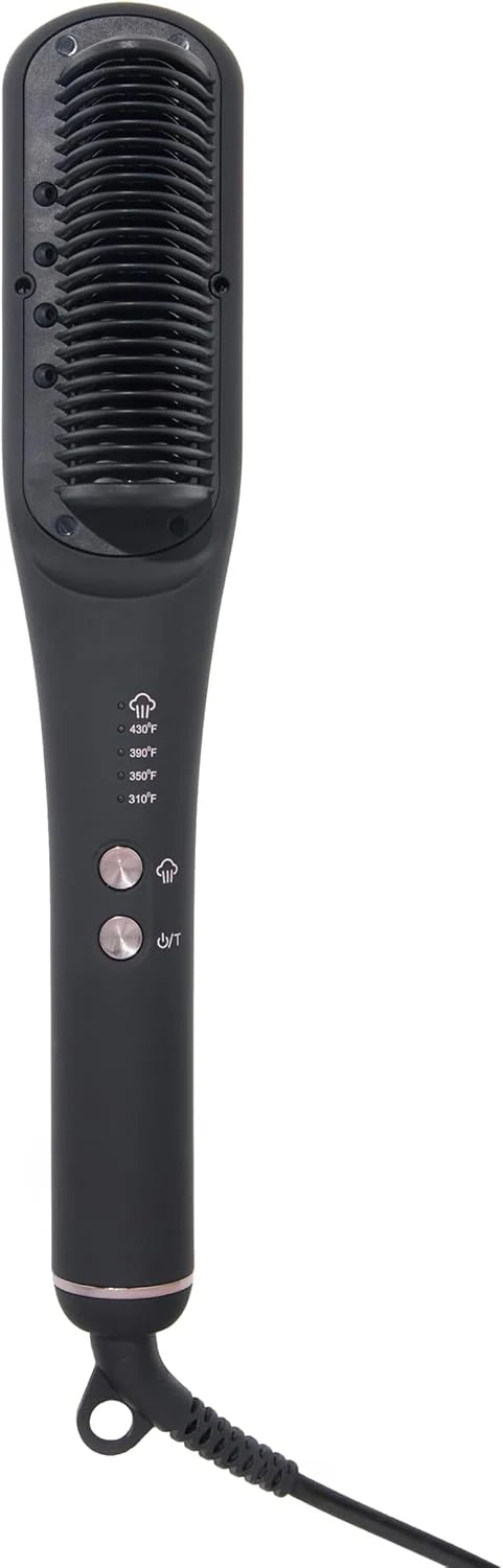 L'ANGE HAIR SteamSmooth Steam Smoothing Comb | Coconut Oil–Infused Steam Brush for Sleek, Shiny Results | Negative Ion Frizz Control | Hydrates & Straightens Hair | (Black)